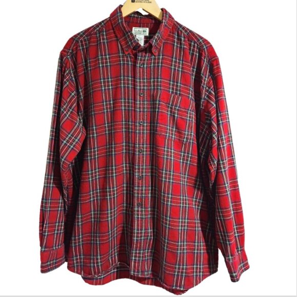 Vintage LL Bean Flannel Plaid Shirt Men's XL Reg. Long Sleeve Button Up Shirt - Picture 1 of 10